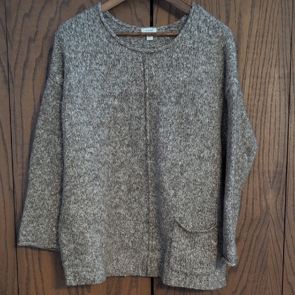J. Jill Heathered Tan Crew Neck Sweater